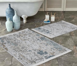 Набор ковриков для ванной и туалета Venera, 60x100/50x60 см, бежево-синий