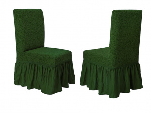 Чехол на стул с оборкой Venera "Жаккард", цвет зеленый, 2 штуки