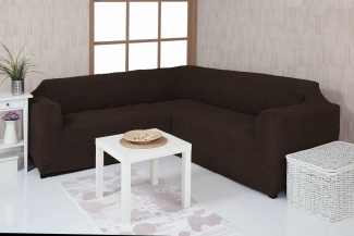 Чехол на угловой диван без оборки Concordia, цвет тёмно-коричневый