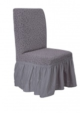 Чехол на стул с оборкой Venera "Жаккард", цвет серо-бежевый, 1 предмет