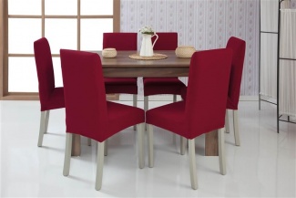 Чехлы на стулья без оборки Venera, цвет бордовый, комплект 6 штук