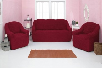 Комплект чехлов на диван и кресла без оборки CONCORDIA, цвет бордовый, 3 предмета