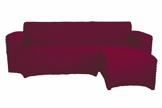 Чехол на угловой диван с оттоманкой CONCORDIA, выступ слева, цвет бордовый
