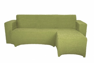 Чехол на угловой диван с оттоманкой CONCORDIA, выступ слева, цвет оливковый
