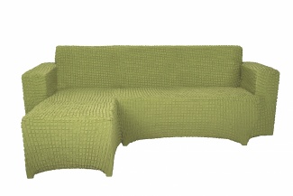 Чехол на угловой диван с оттоманкой CONCORDIA, выступ справа, цвет оливковый