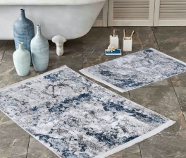 Набор ковриков для ванной и туалета Venera, 60x100/50x60 см, серо-синий