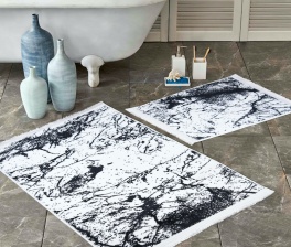 Набор ковриков для ванной и туалета Venera, 60x100/50x60 см, черно-белый