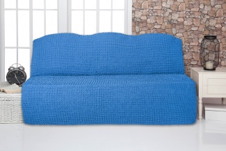 Чехол на трехместный диван без подлокотников и оборки Venera, цвет голубой