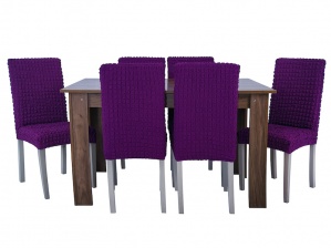 Чехлы на стулья без оборки Venera, цвет фиолетовый, комплект 6 штук