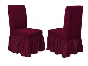 Чехол на стул с оборкой Venera "Жаккард", цвет бордовый, 2 штуки