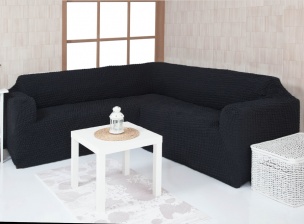 Чехол на угловой диван без оборки Concordia, цвет тёмно-серый