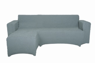 Чехол на угловой диван с оттоманкой CONCORDIA, выступ справа, цвет серый