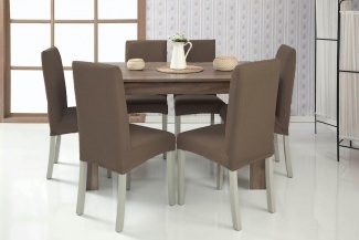 Чехлы на стулья без оборки Venera, цвет коричневый, комплект 6 штук