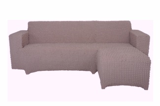 Чехол на угловой диван с оттоманкой CONCORDIA, выступ слева, цвет какао
