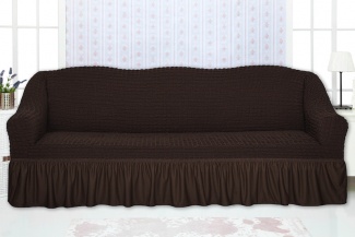 Чехол на трехместный диван с оборкой CONCORDIA, цвет тёмно-коричневый