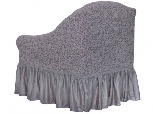 Комплект чехлов на угловой диван и кресло с оборкой Venera "Жаккард", цвет серо-бежевый