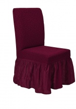 Чехол на стул с оборкой Venera "Жаккард", цвет бордовый, 1 предмет