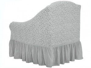 Комплект чехлов на угловой диван и кресло с оборкой Venera "Жаккард", цвет слоновая кость