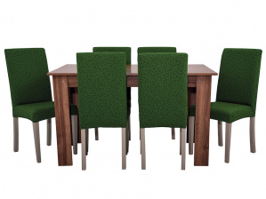 Чехол на стул без оборки Venera "Жаккард", цвет зеленый, 2 штуки
