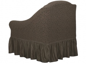 Комплект чехлов на угловой диван и кресло с оборкой Venera "Жаккард", цвет коричневый
