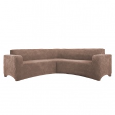 Чехол на угловой диван плюшевый Venera, цвет коричневый