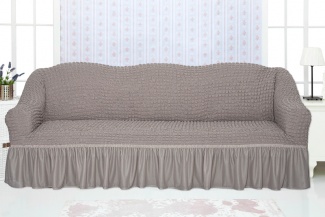 Чехол на трехместный диван с оборкой Concordia, цвет какао