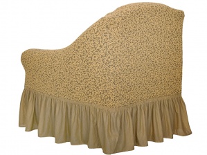 Комплект чехлов на угловой диван и кресло с оборкой Venera "Жаккард", цвет светло-коричневый