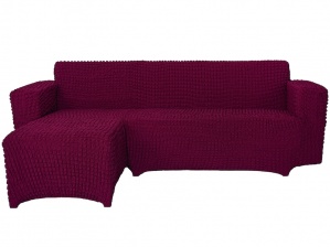 Чехол на угловой диван с оттоманкой CONCORDIA, выступ справа, цвет бордовый