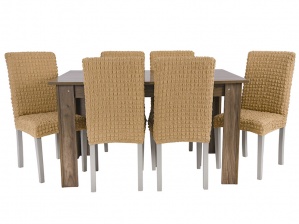 Чехлы на стулья без оборки Venera, цвет светло-коричневый, комплект 6 штук