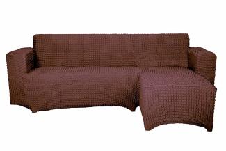 Чехол на угловой диван с оттоманкой CONCORDIA, выступ слева, цвет тёмно-коричневый