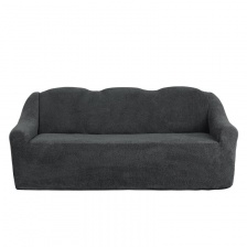 Чехол на трёхместный диван плюшевый Venera, цвет темно-серый