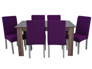 Чехлы на стулья без оборки Venera "Жаккард", цвет фиолетовый, комплект 6 штук