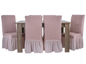 Чехлы на стулья с оборкой Venera, цвет розовый, комплект 6 штук