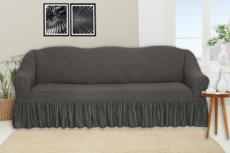 Чехол на трёхместный диван с оборкой Venera "Жаккард", цвет коричневый