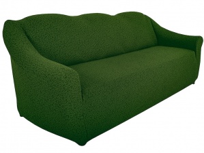 Чехол на трёхместный диван без оборки Venera "Жаккард", цвет зелёный