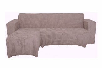 Чехол на угловой диван с оттоманкой CONCORDIA, выступ справа, цвет какао
