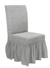 Чехол на стул с оборкой Venera "Жаккард", цвет слоновая кость, 1 предмет