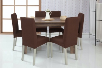 Чехлы на стулья без оборки Venera, цвет темно-коричневый, комплект 6 штук
