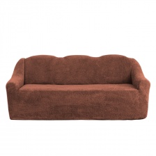 Чехол на трёхместный диван плюшевый Venera, цвет шоколадный