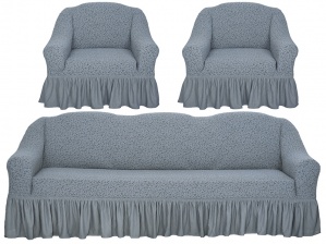 Комплект чехлов на трехместный диван и кресла Venera "Жаккард", цвет серый, 3 предмета