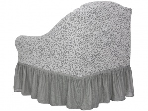 Комплект чехлов на угловой диван и кресло с оборкой Venera "Жаккард", цвет светло-серый