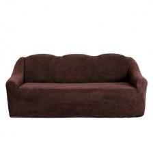 Чехол на трёхместный диван плюшевый Venera, цвет темно-коричневый