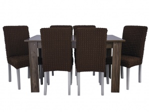 Чехлы на стулья без оборки Venera, цвет тёмно-коричневый, комплект 6 штук
