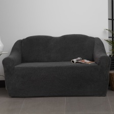 Чехол на двухместный диван плюшевый Venera, цвет темно-серый