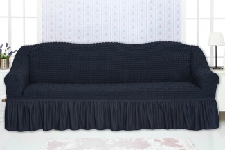 Чехол на трехместный диван с оборкой Concordia, цвет темно-серый