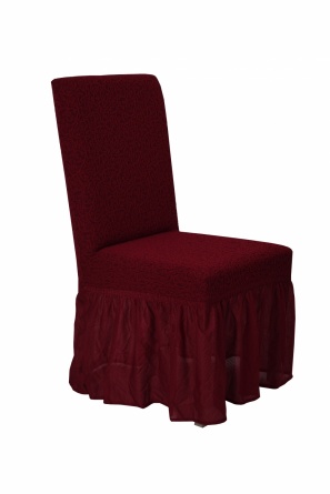 Чехлы на стулья с оборкой Venera "Жаккард", цвет бордовый, комплект 6 штук фото 2