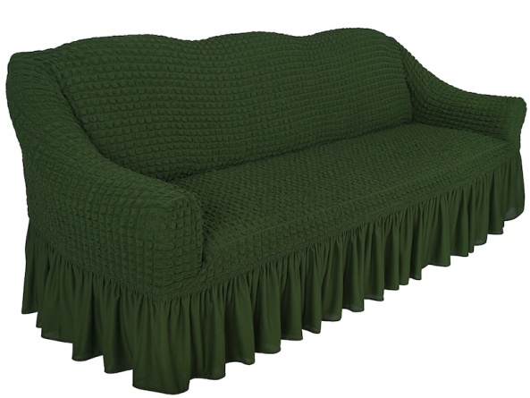 Чехол на трехместный диван с оборкой Concordia, цвет зеленый фото 2