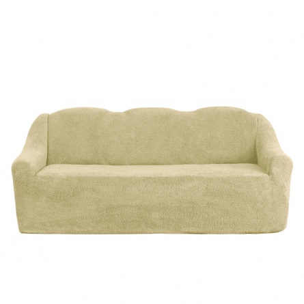 Чехол на трёхместный диван плюшевый Venera, цвет светло-бежевый фото 8