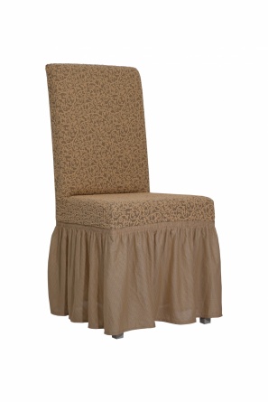 Чехлы на стулья с оборкой Venera "Жаккард", цвет светло-коричневый, комплект 6 штук фото 2
