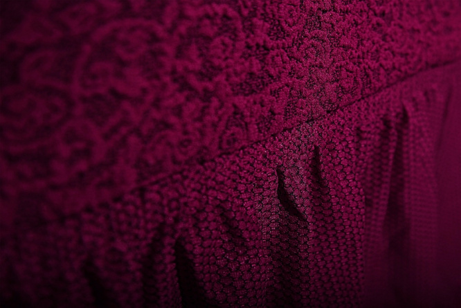 Чехол на угловой диван с оборкой Venera "Жаккард", цвет бордовый фото 6
